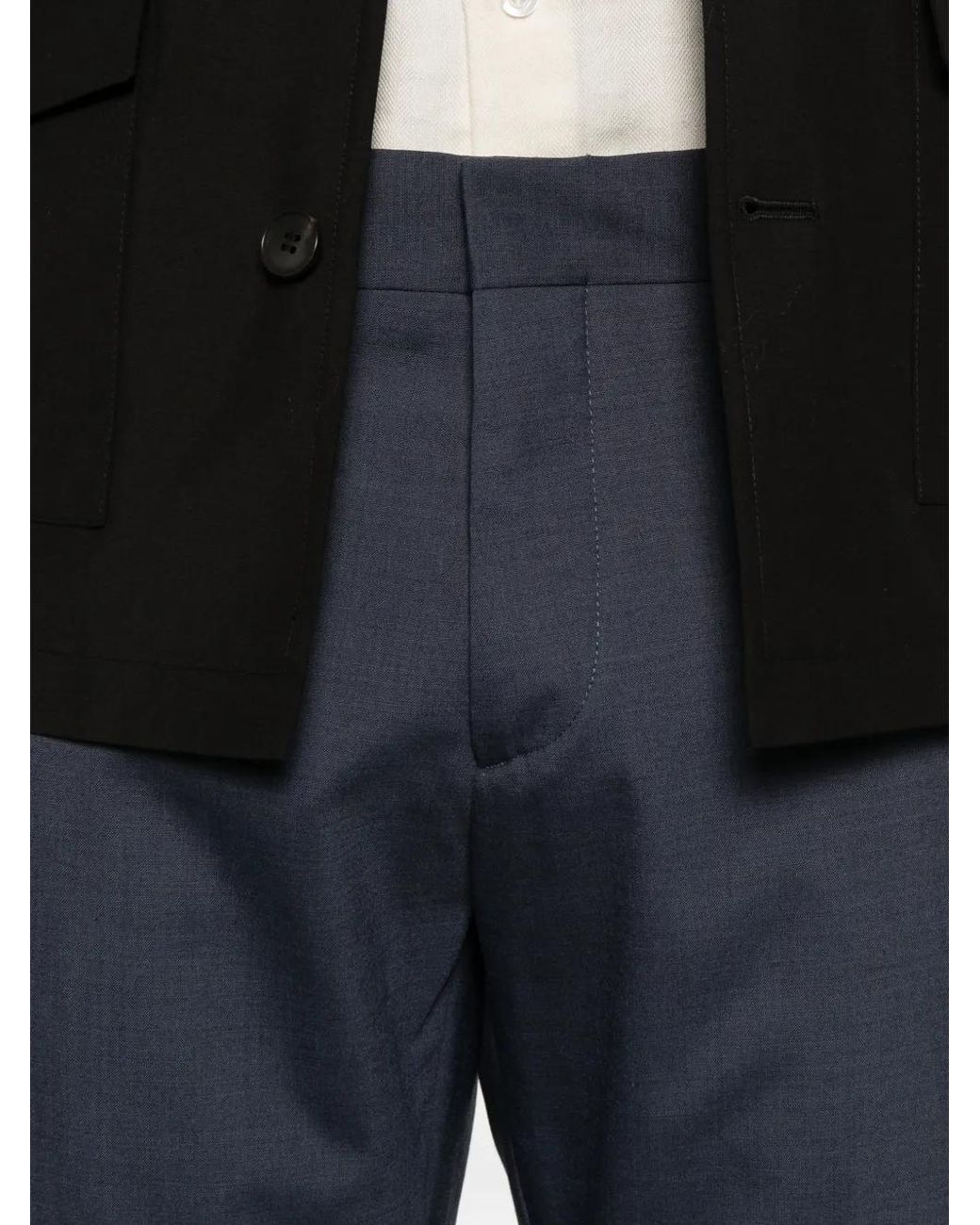 Entre Amis Blue Senna Belt-Loops Trousers for men