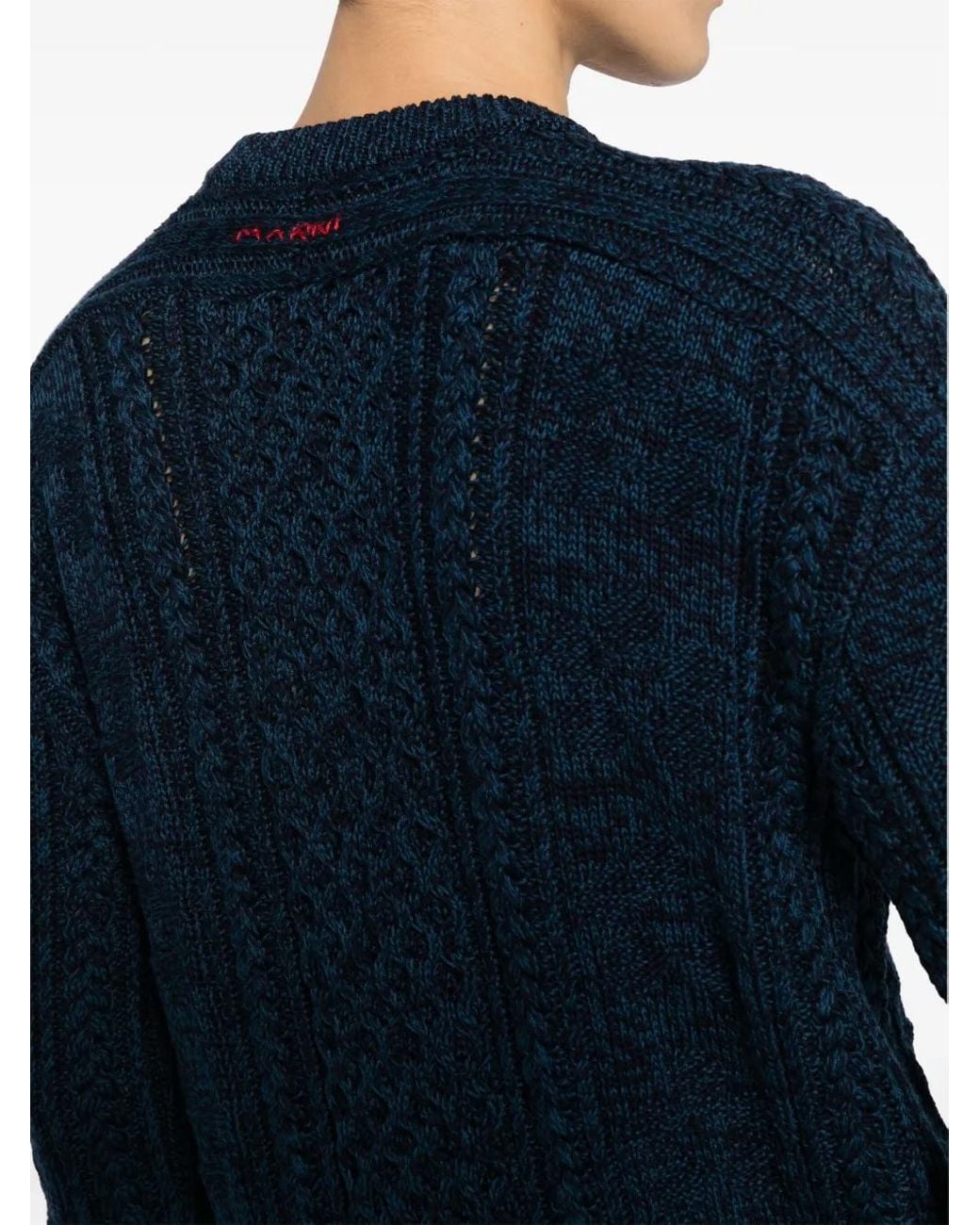 Marni Blue Cable-Knit Cotton Jumper for men