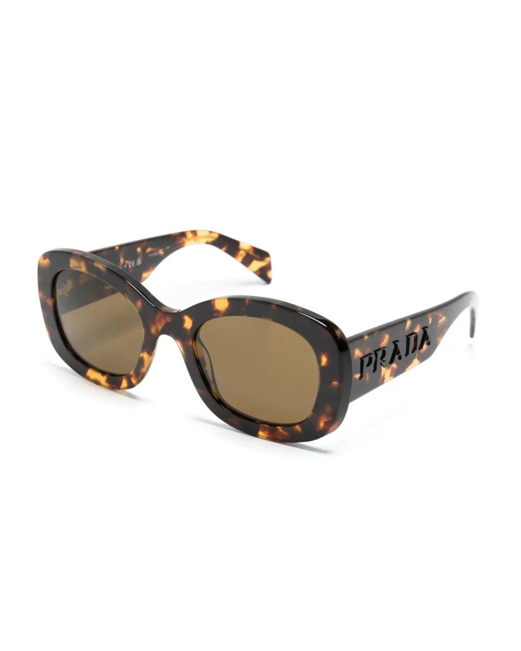 Prada Brown Logo-Embossed Oversize-Frame Sunglasses