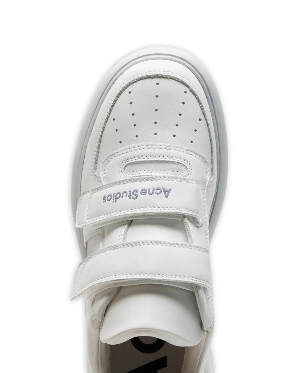 Acne White Leather Touch-Strap Sneakers