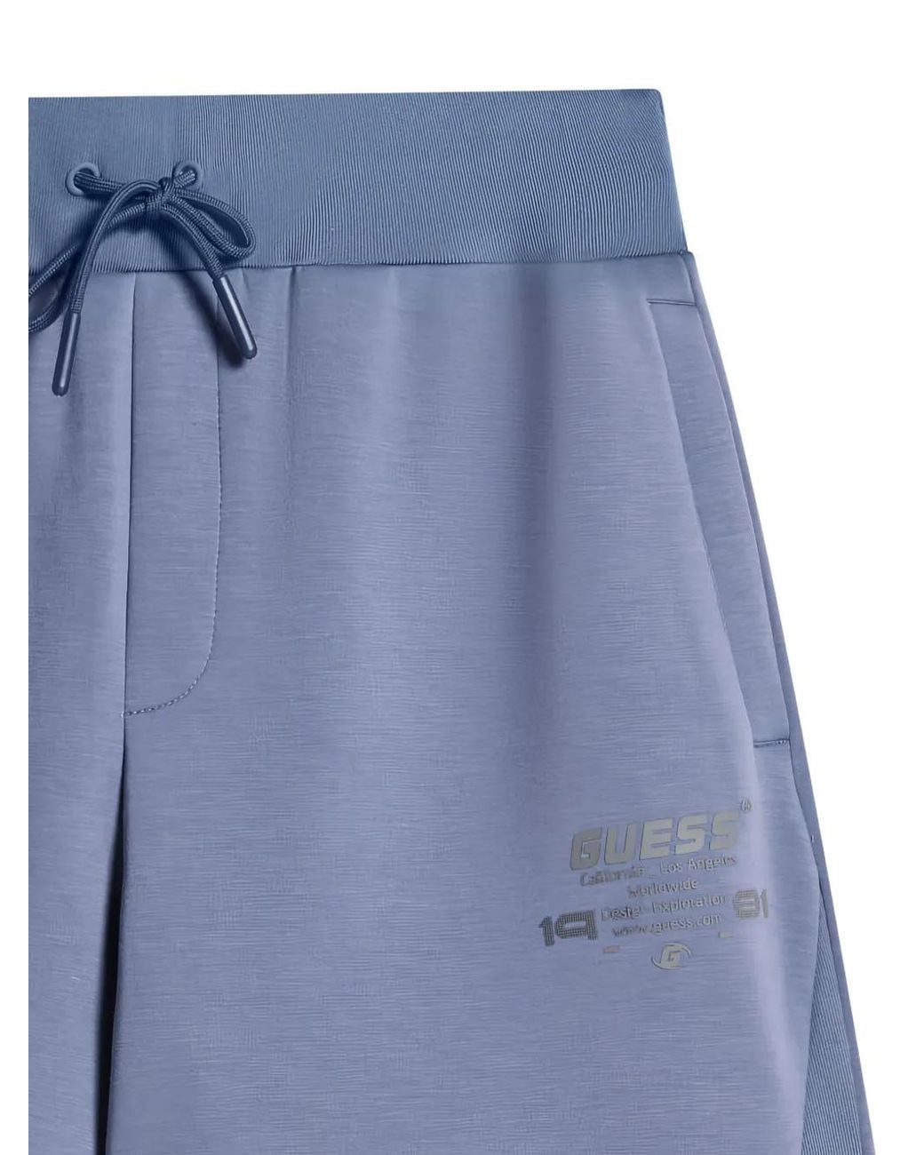 Guess Blue Logo-Print Cuffed Track Pants for men