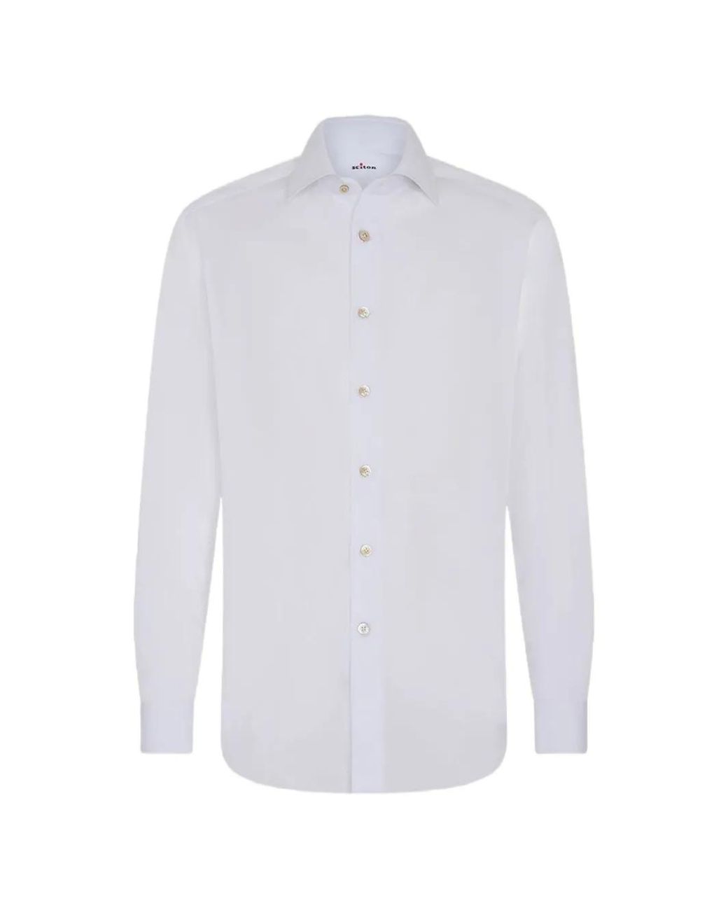 Kiton White Chemise En Coton À Manches Longues for men