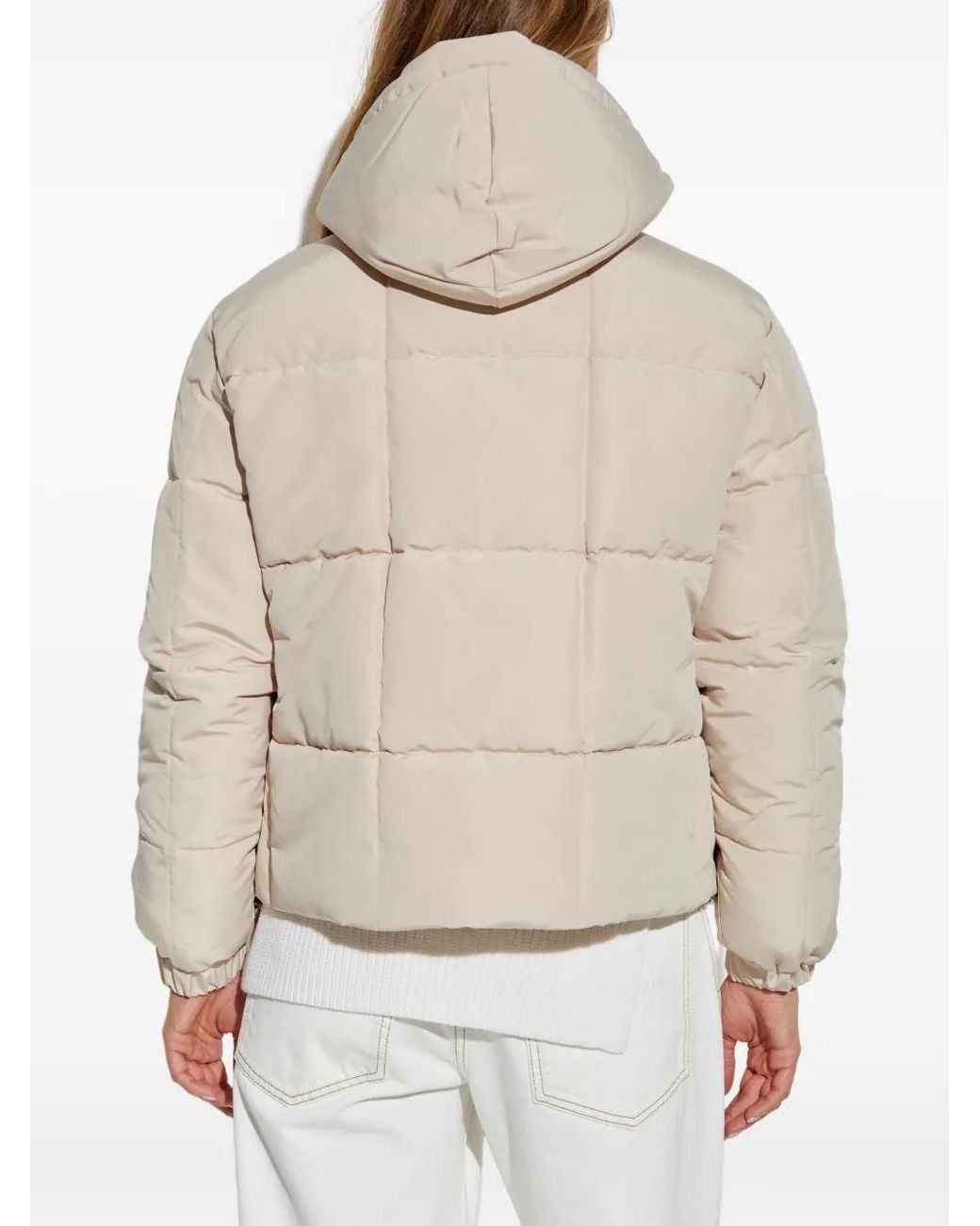 EA7 Natural Quilted Hooded Puffer Jacket