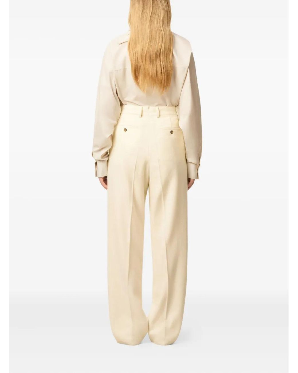AMI Natural Wool Large-Fit Trousers