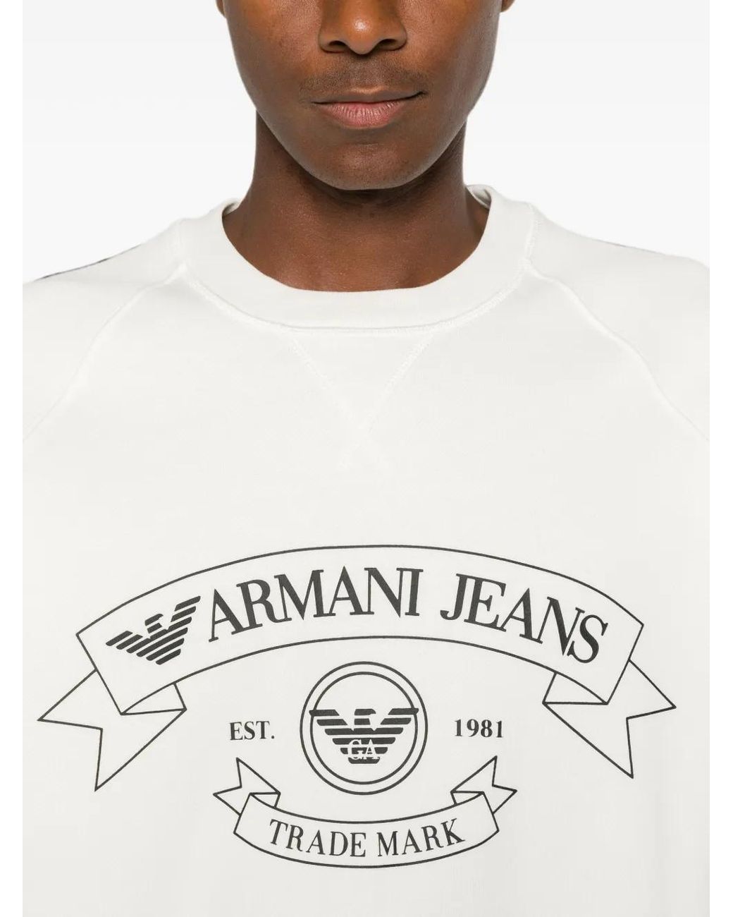 Emporio Armani White Logo Cotton Sweatshirt for men