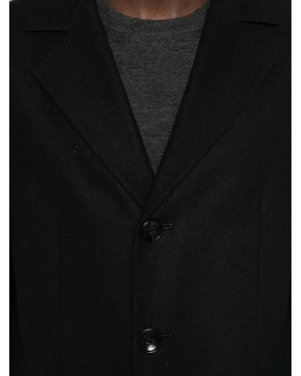 Kiton Black Manteau En Cachemire À Simple Boutonnage for men