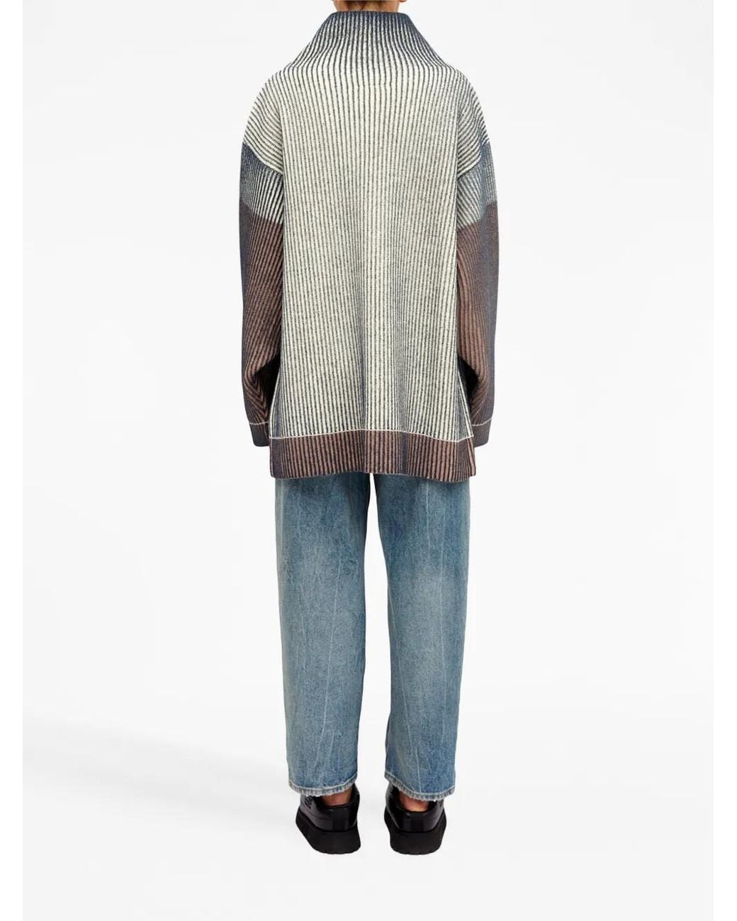 MM6 by Maison Margiela Gray High-Neck Ribbed Jumper