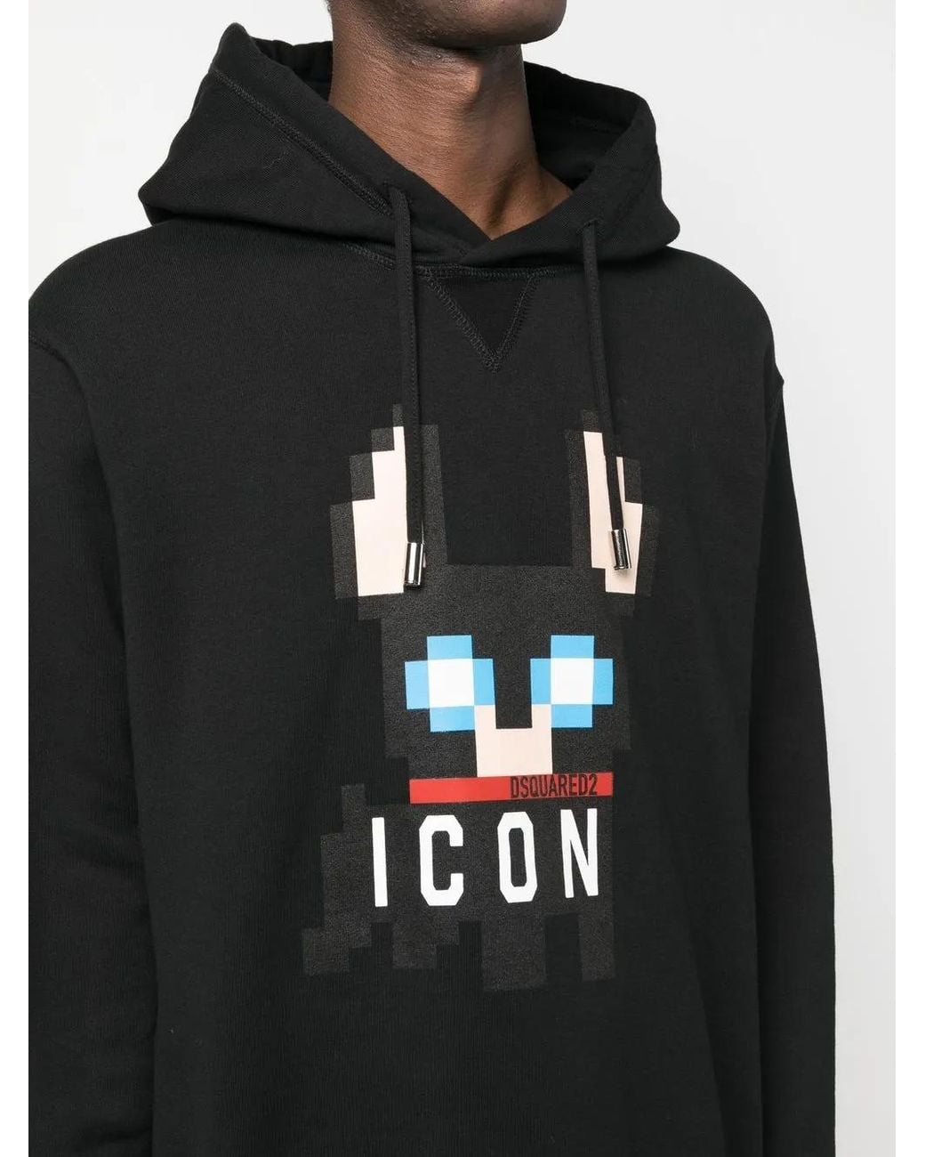 DSquared² Black Pixelated Ciro Printed Hoodie for men