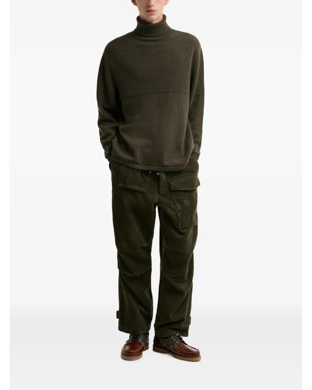 Barbour Green Ribbed Roll-Neck Sweater for men