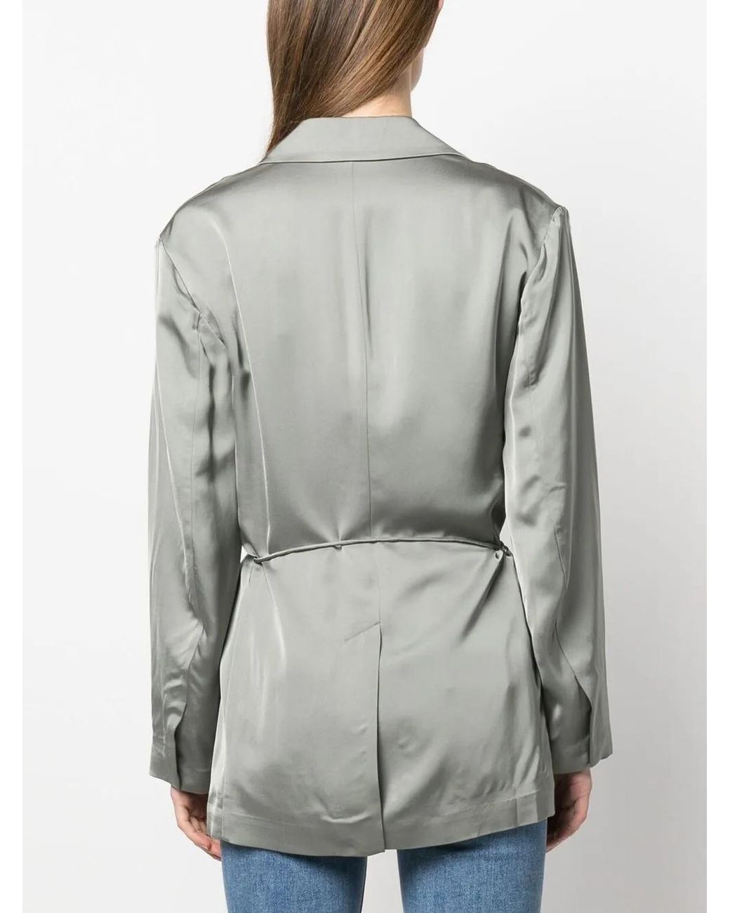 Vince Gray V-Neck Double-Breasted Blazer