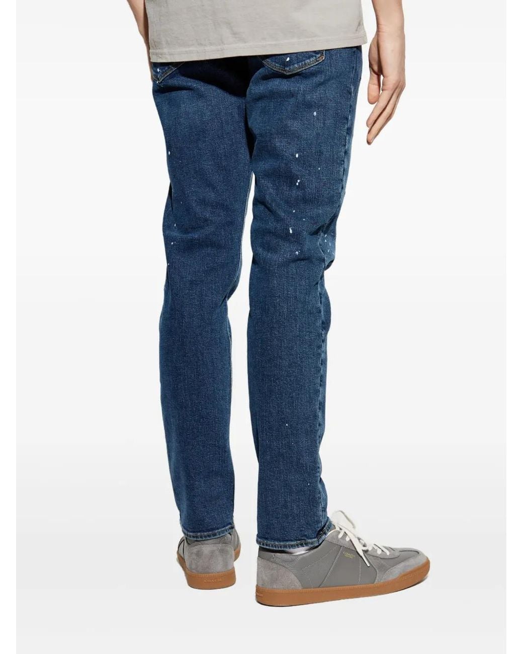 Emporio Armani Blue Paint Splatter-Print Jeans for men