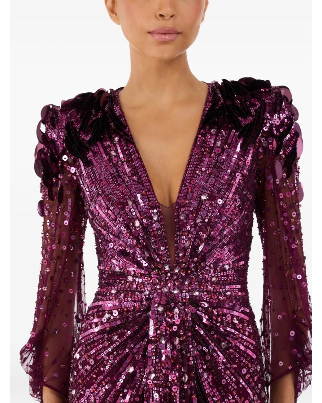 Jenny Packham Purple Xenia Sequin-Embellished Maxi Dress