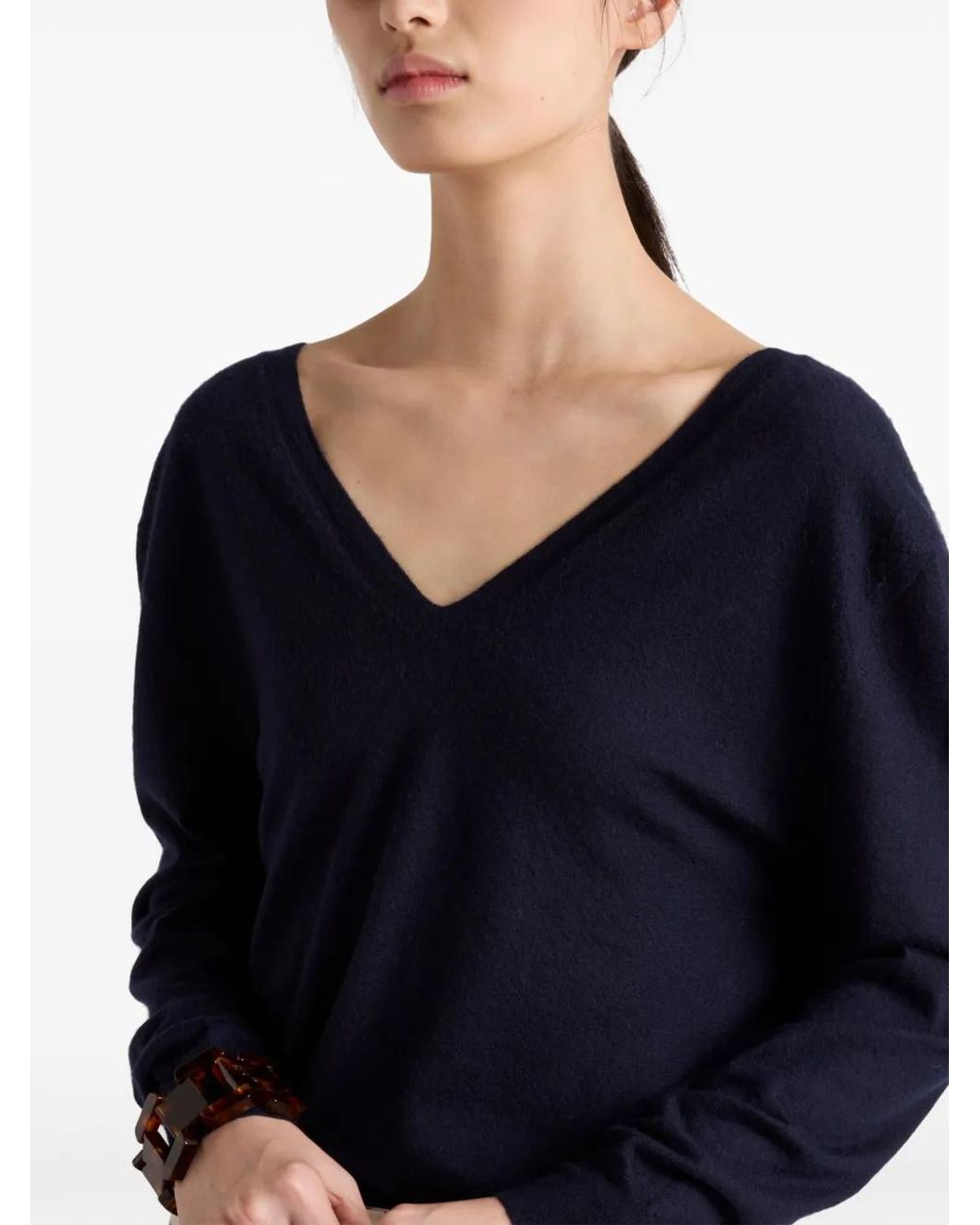 Prada Blue V-Neck Cashmere Sweater