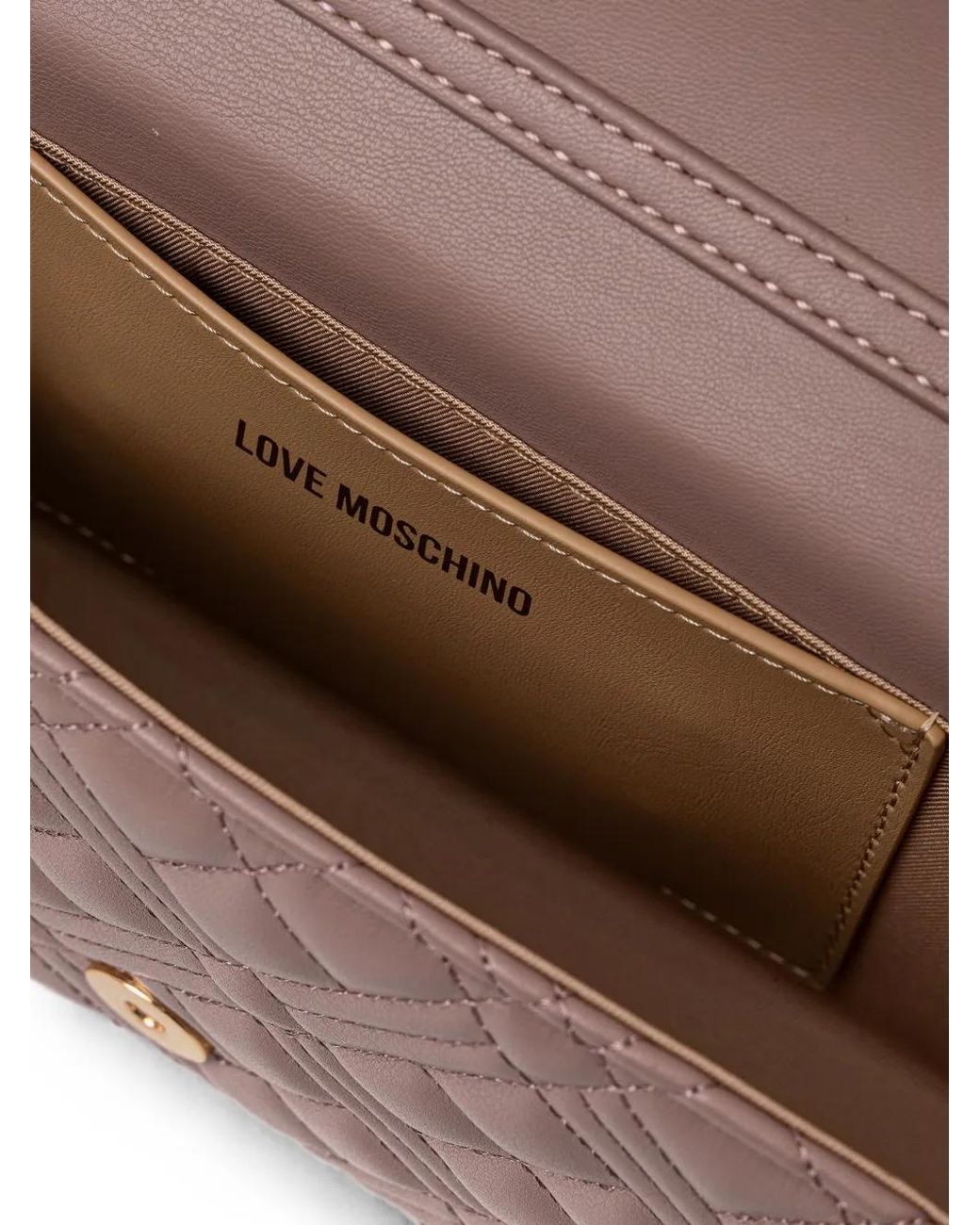 Love Moschino Gray Logo-Lettering Quilted Crossbody Bag