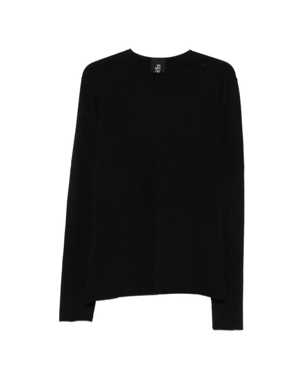 Thom Krom Black Exposed-Seam Crew-Neck Sweater for men