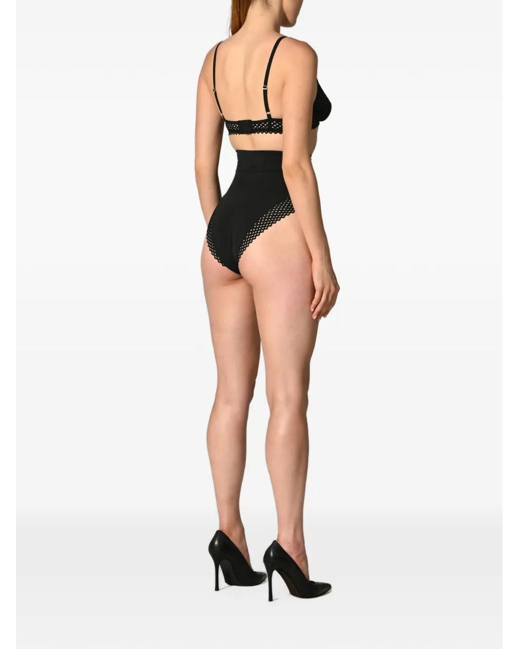 Wolford Black Romantic Net High-Waisted Briefs