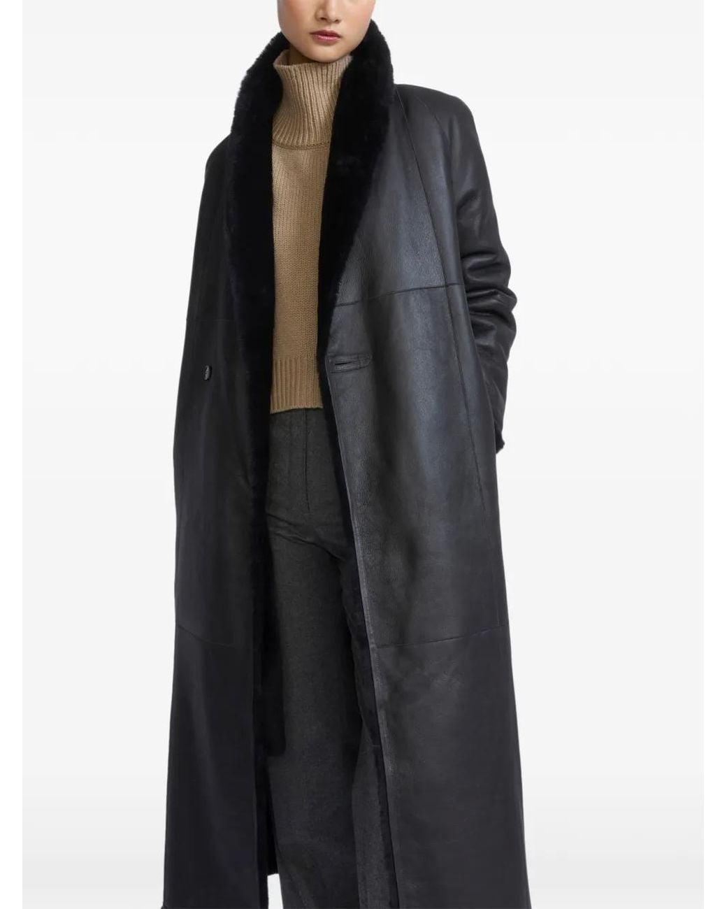 Yves Salomon Black Reversible Shearling Coat