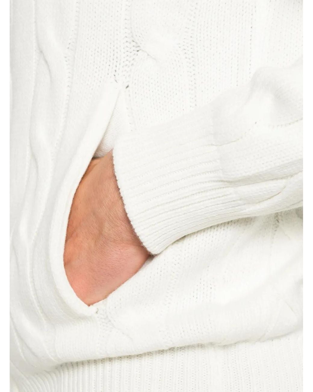 Gran Sasso White Cable-Knit Zip-Up Cardigan for men