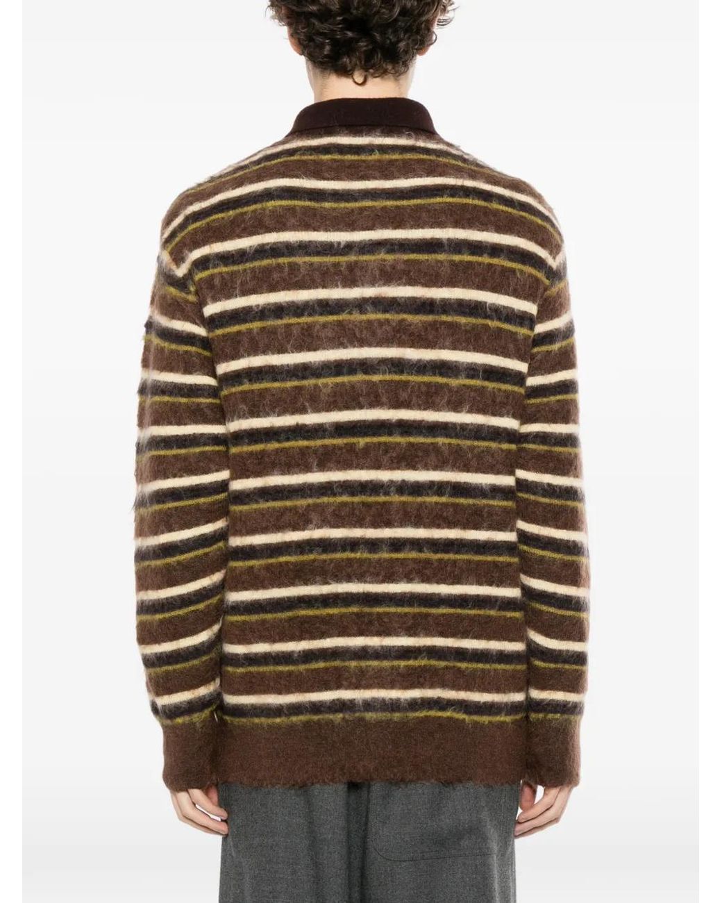 Ssstein Brown Striped Mohair-Blend Jumper