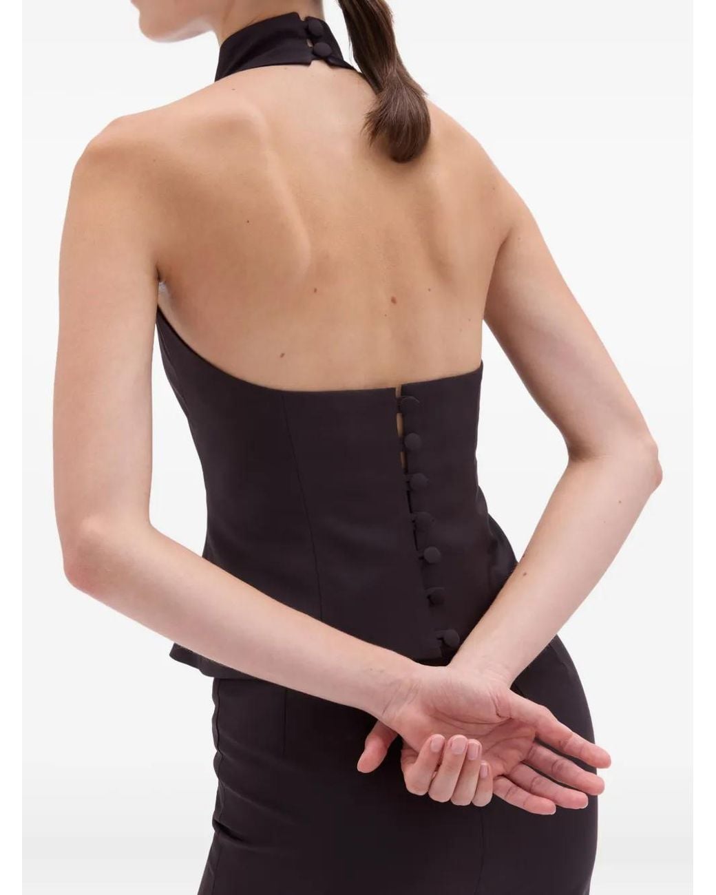 Remain Purple Halter Neck Button Top