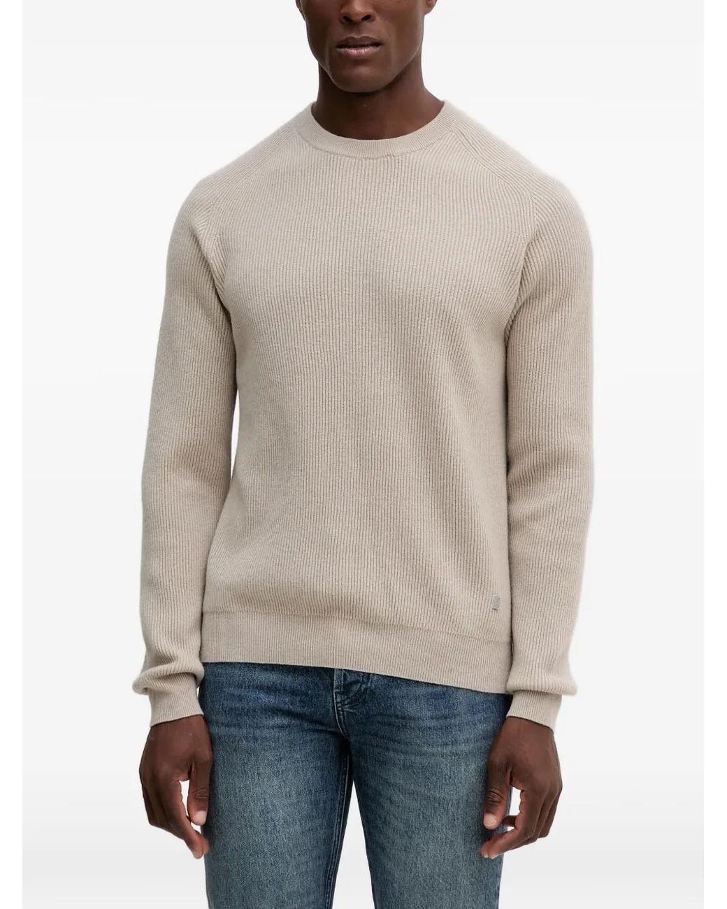 Liu Jo Gray Ribbed Sweater for men