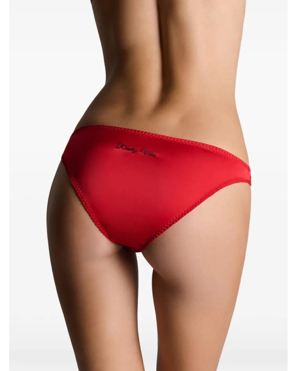 Scandale Red Culotte Dédicace En Satin À Broderies