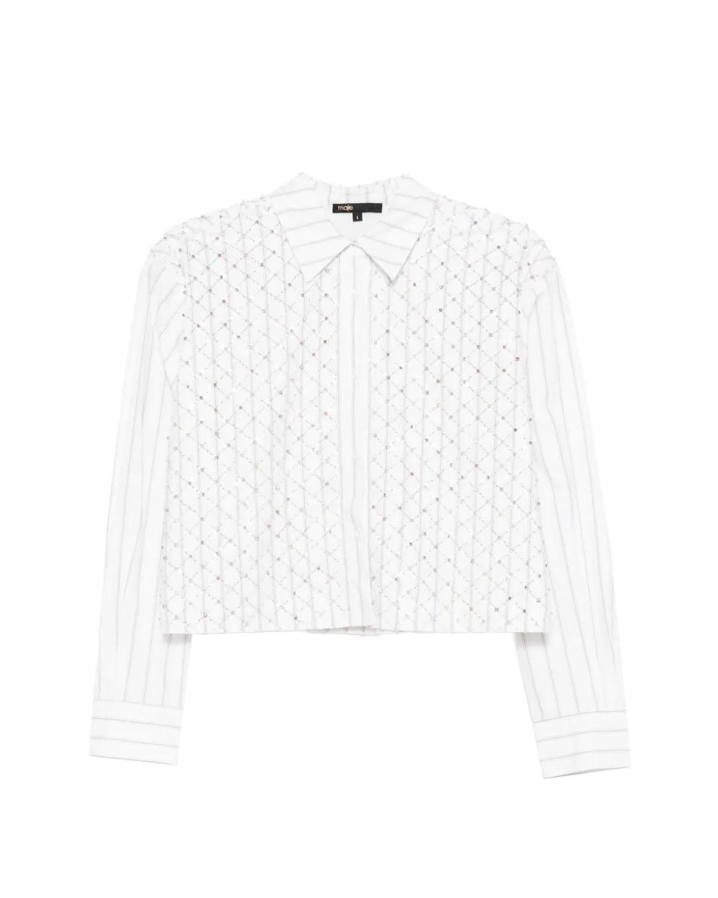 Maje White Beaded Cropped Shirt
