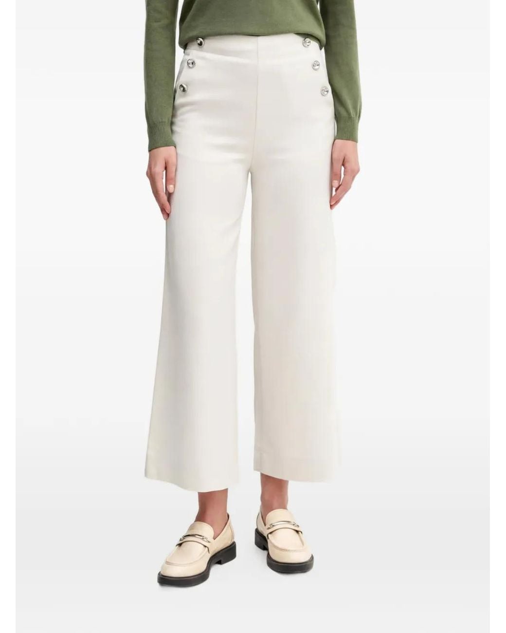 Benetton White Button-Detail Trousers