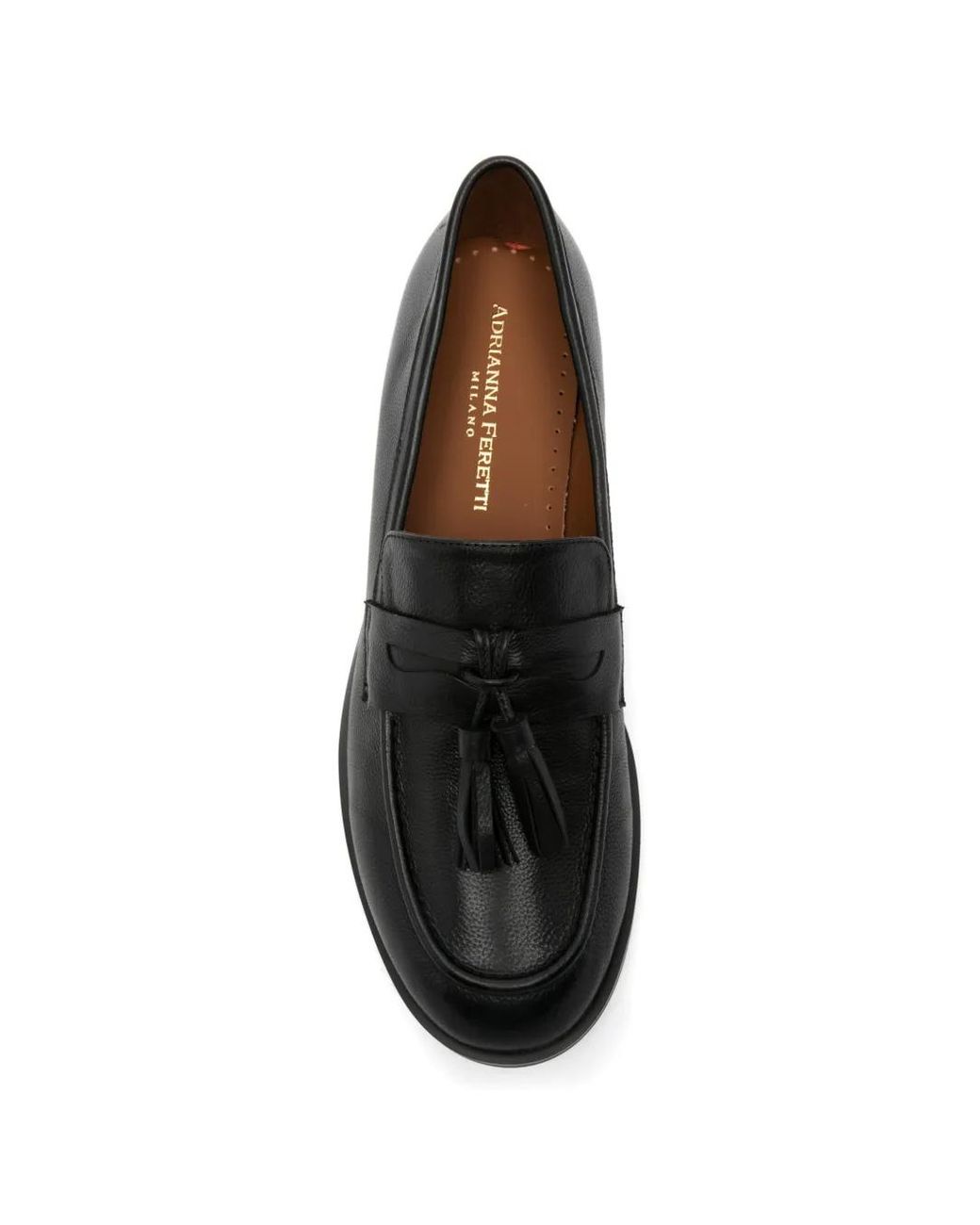 ADRIANNA FERETTI Black Tassel-Strap Loafers
