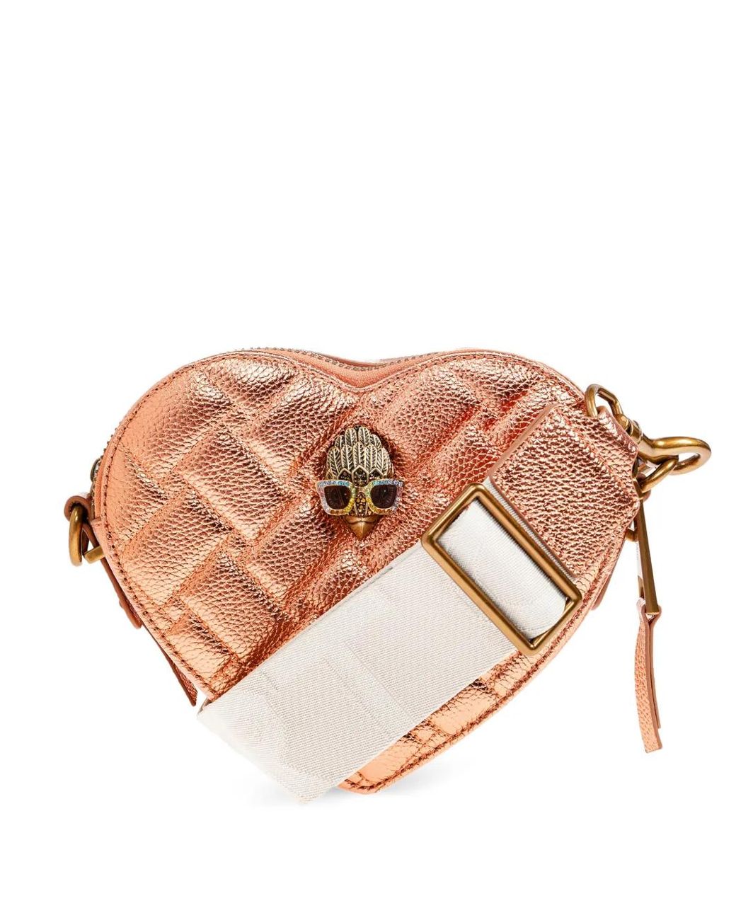 Kurt Geiger Pink Kensington Quilted Heart Cross Body Bag