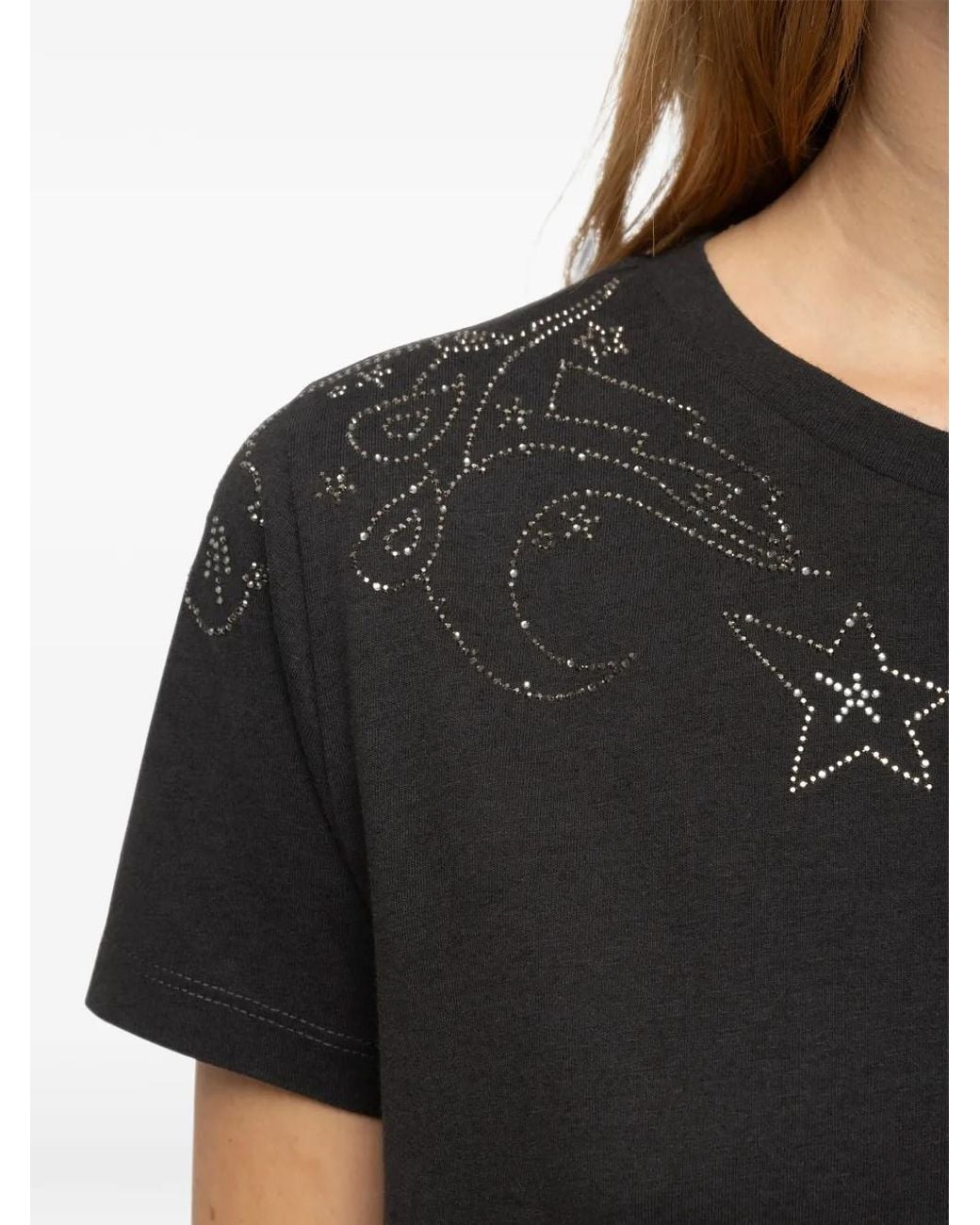 Zadig & Voltaire Black Strass-Embellished Alys T-Shirt