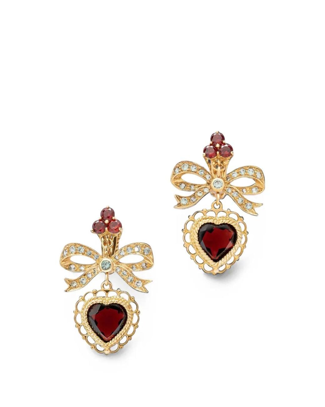 Dolce & Gabbana White Devotion 18Kt, Garnet And Sapphires Earrings
