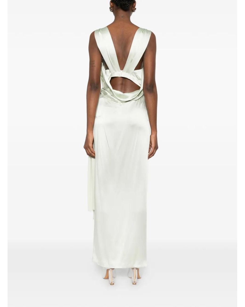 Maison Margiela White Long Draped Dress