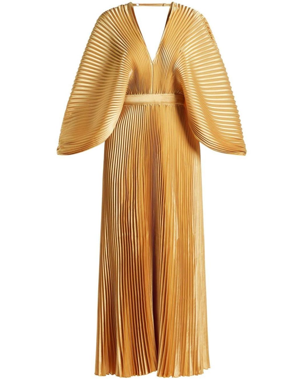 L'ide Fully-pleated V-neck Dress in Yellow | Lyst
