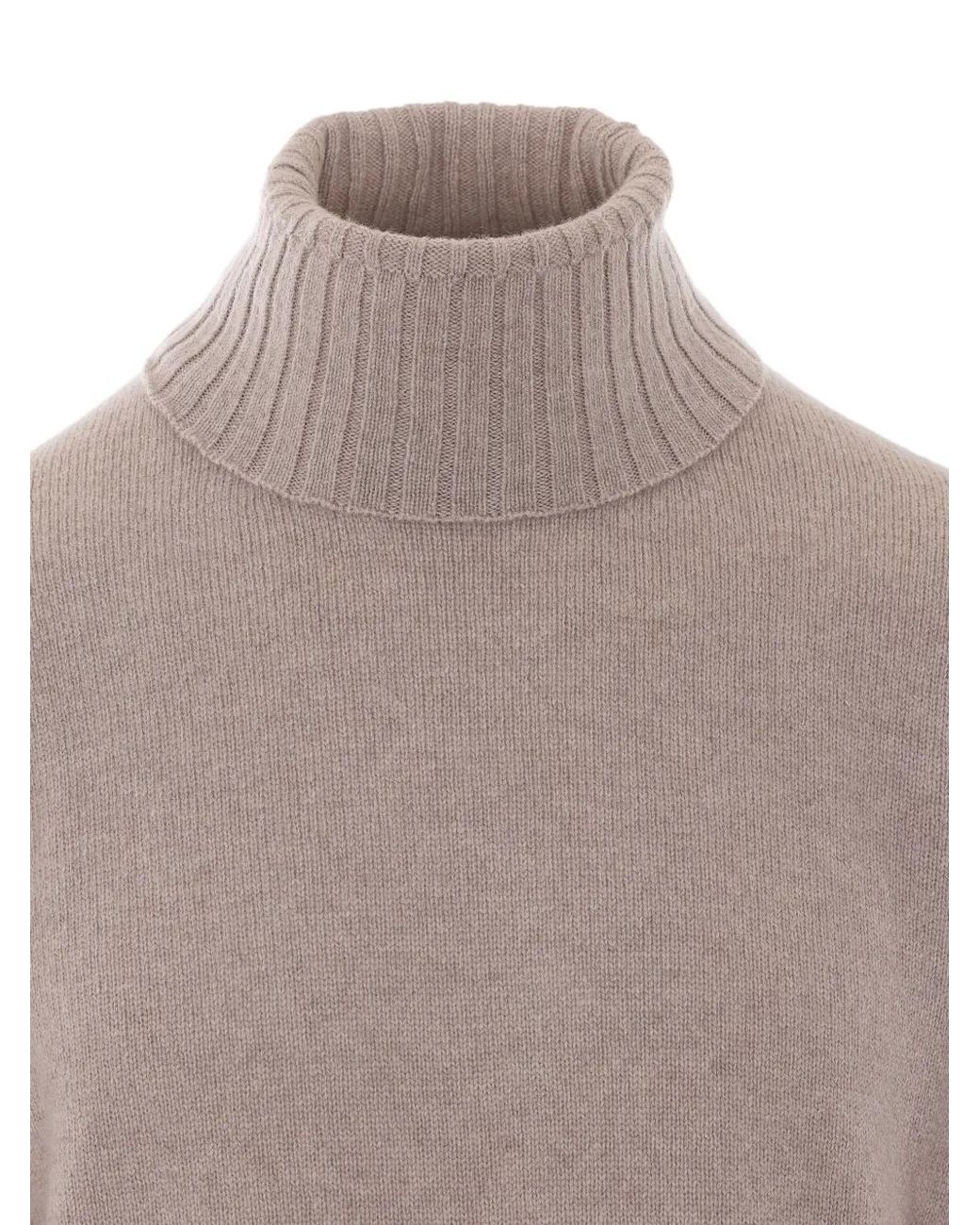 Alpha Studio Gray Roll-Neck Knitted Sweater for men
