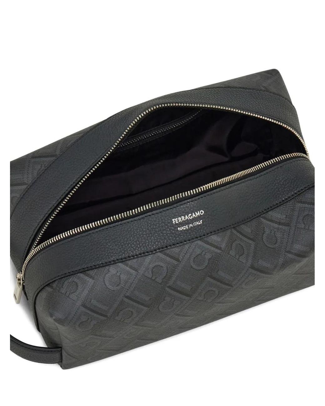 Ferragamo Gray Monogram Wash Bag for men