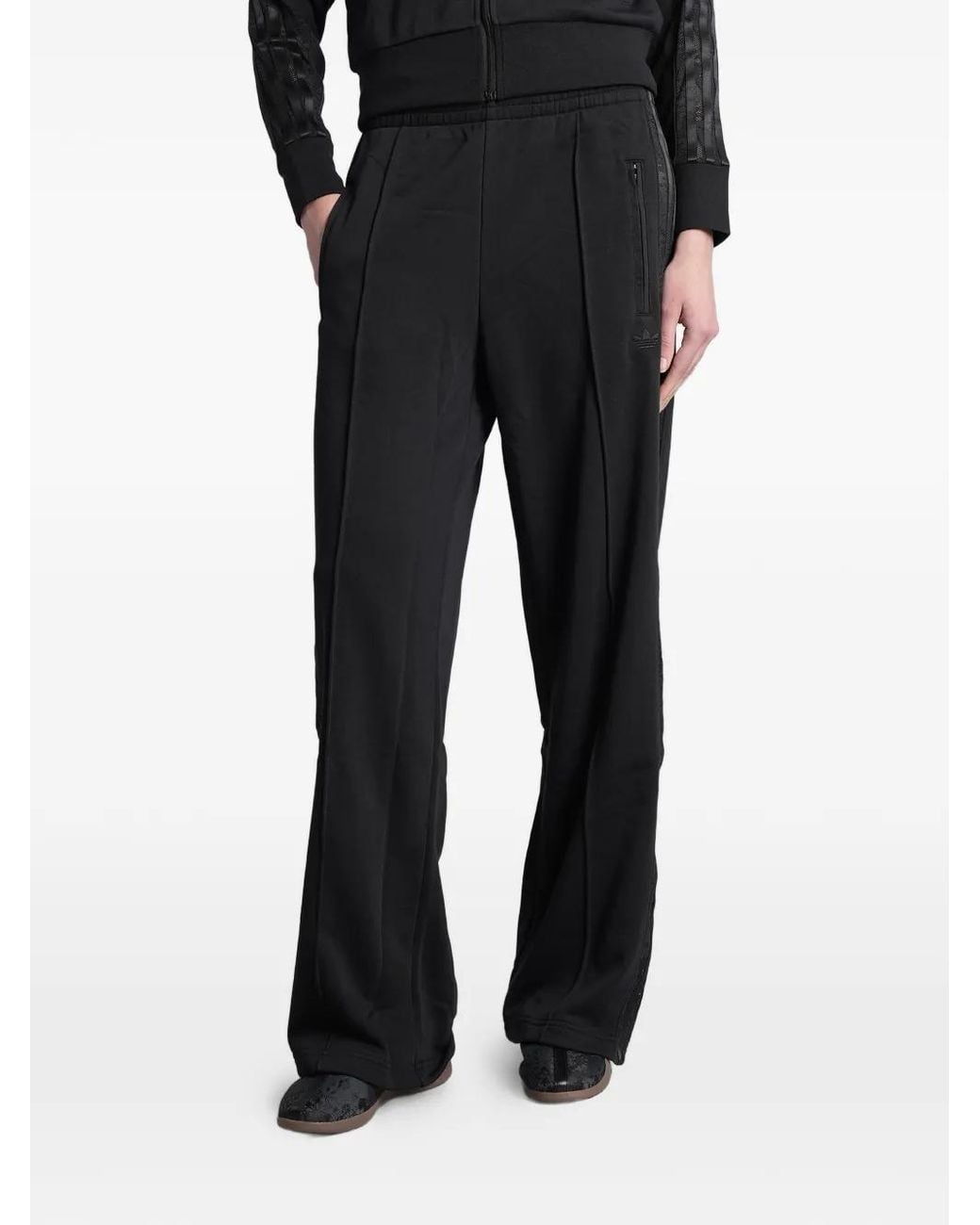 Adidas Black Firebird Lace-Panelled Track Pants