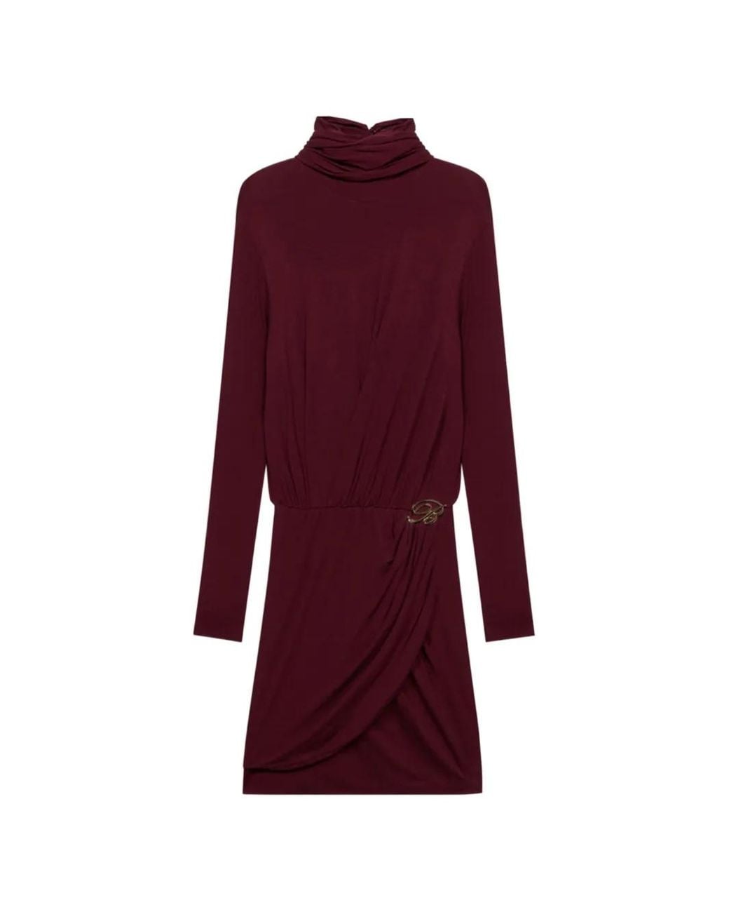Blumarine Purple Draped Stole-Detail Mini Dress