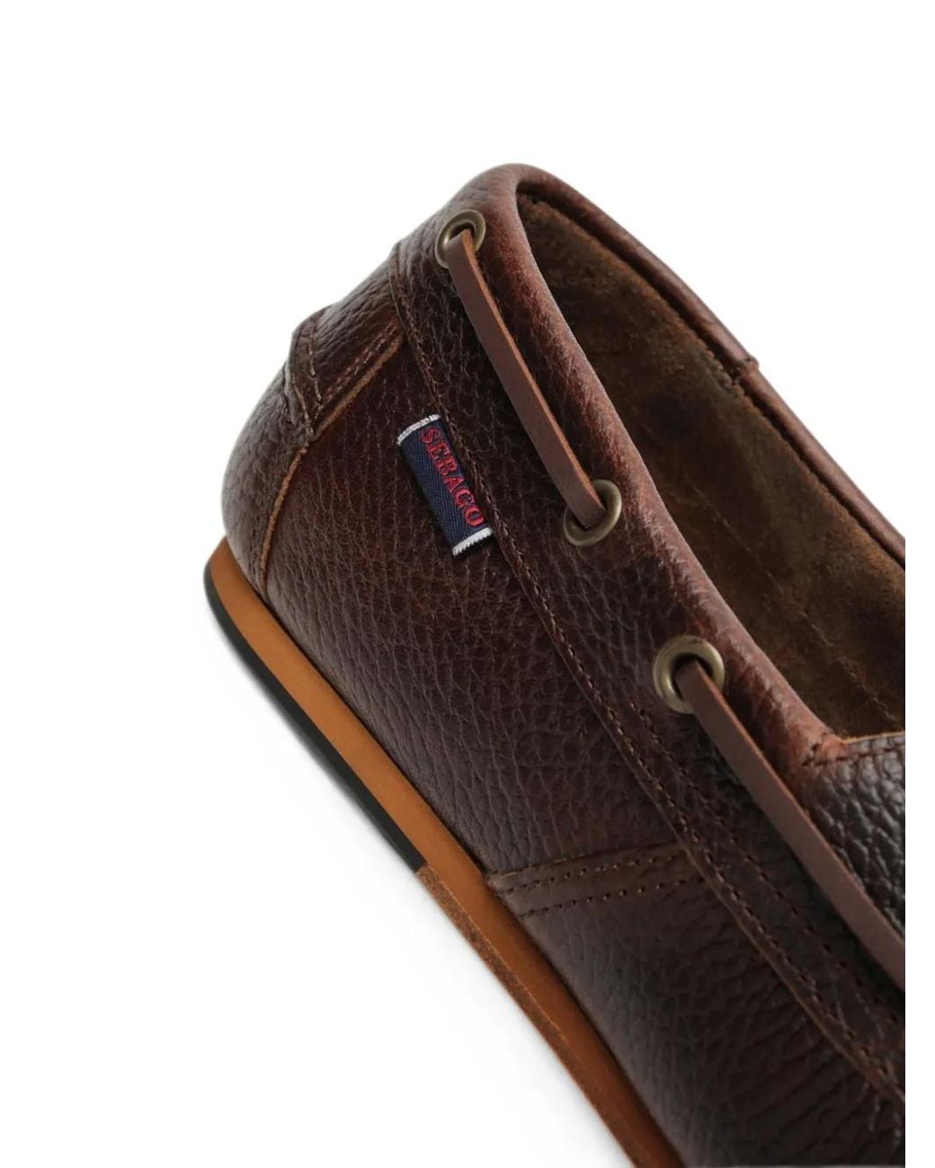 Sebago Brown Owen Tumbled-Leather Boat Shoes for men