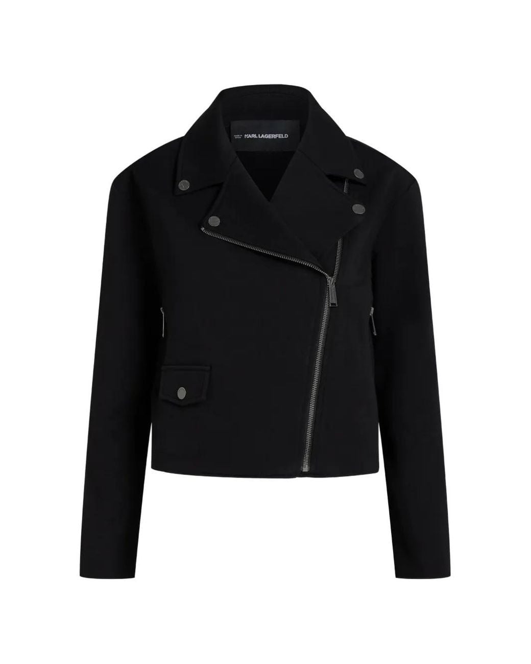 Karl Lagerfeld Black Zip-Up Biker Sweatshirt