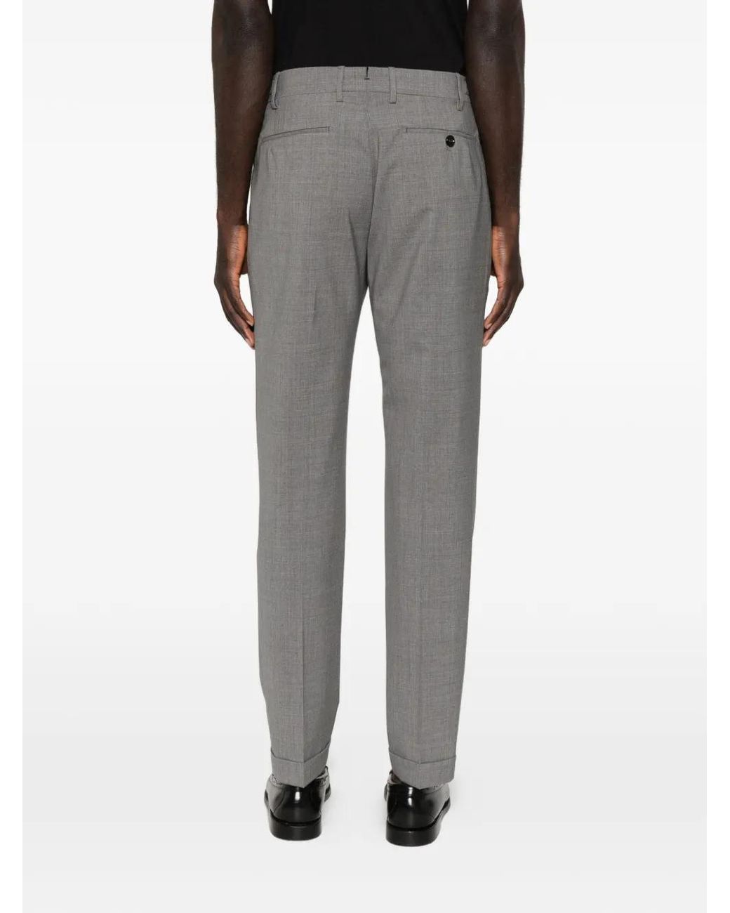 Berwich Gray Pleated Side-Adjuster Trousers for men