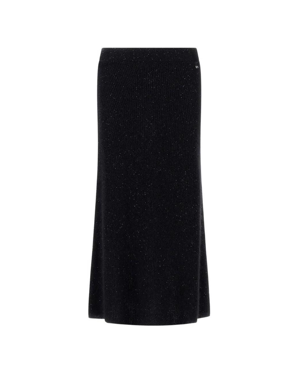 Herno Black Fisherman's Rib-Knit Maxi Skirt