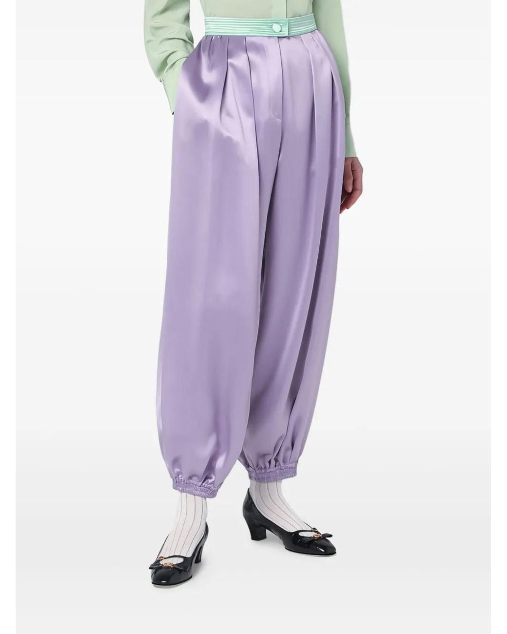 Valentino Garavani Purple Silk Trousers
