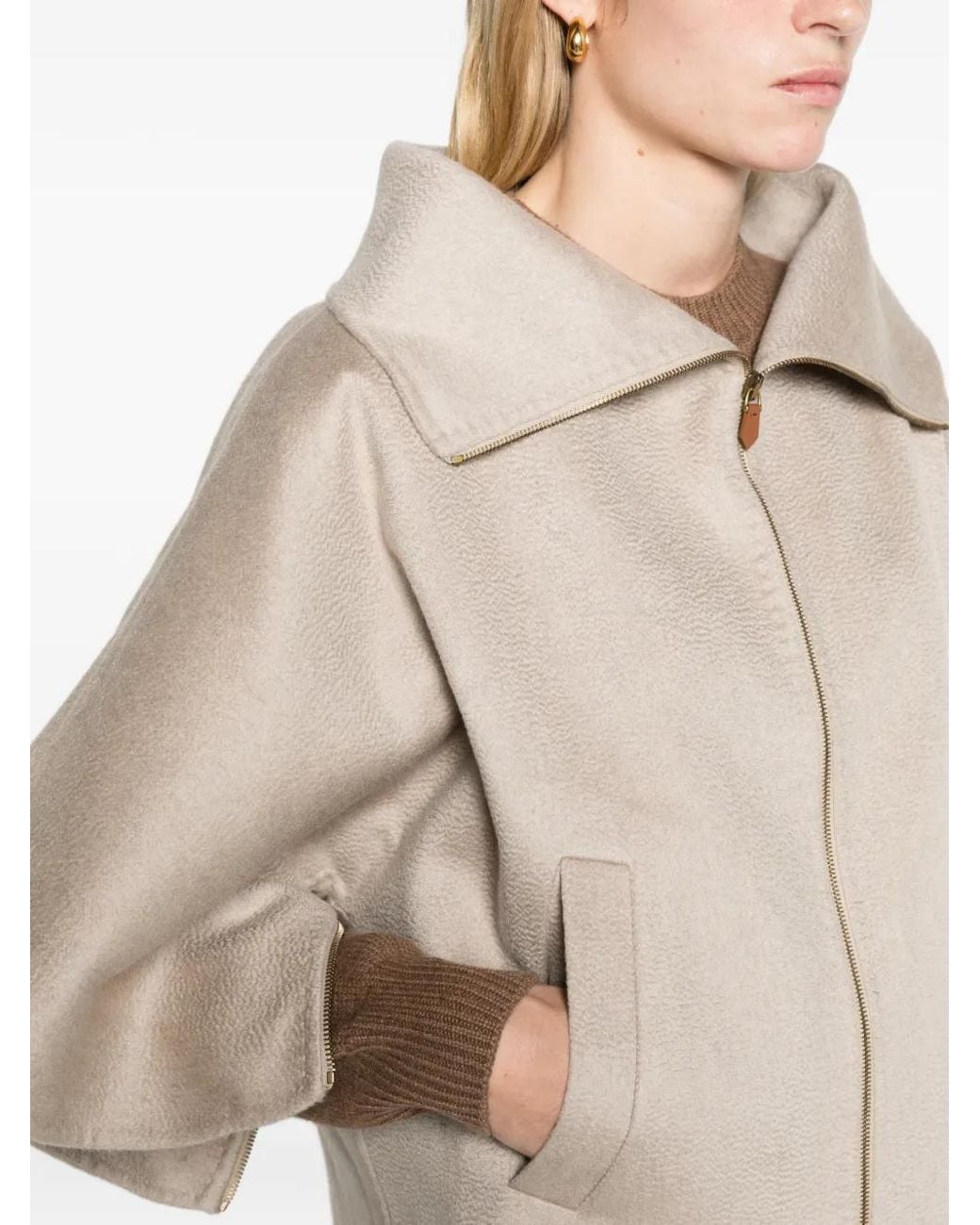 Max Mara Natural Double Cashmere Cropped Coat