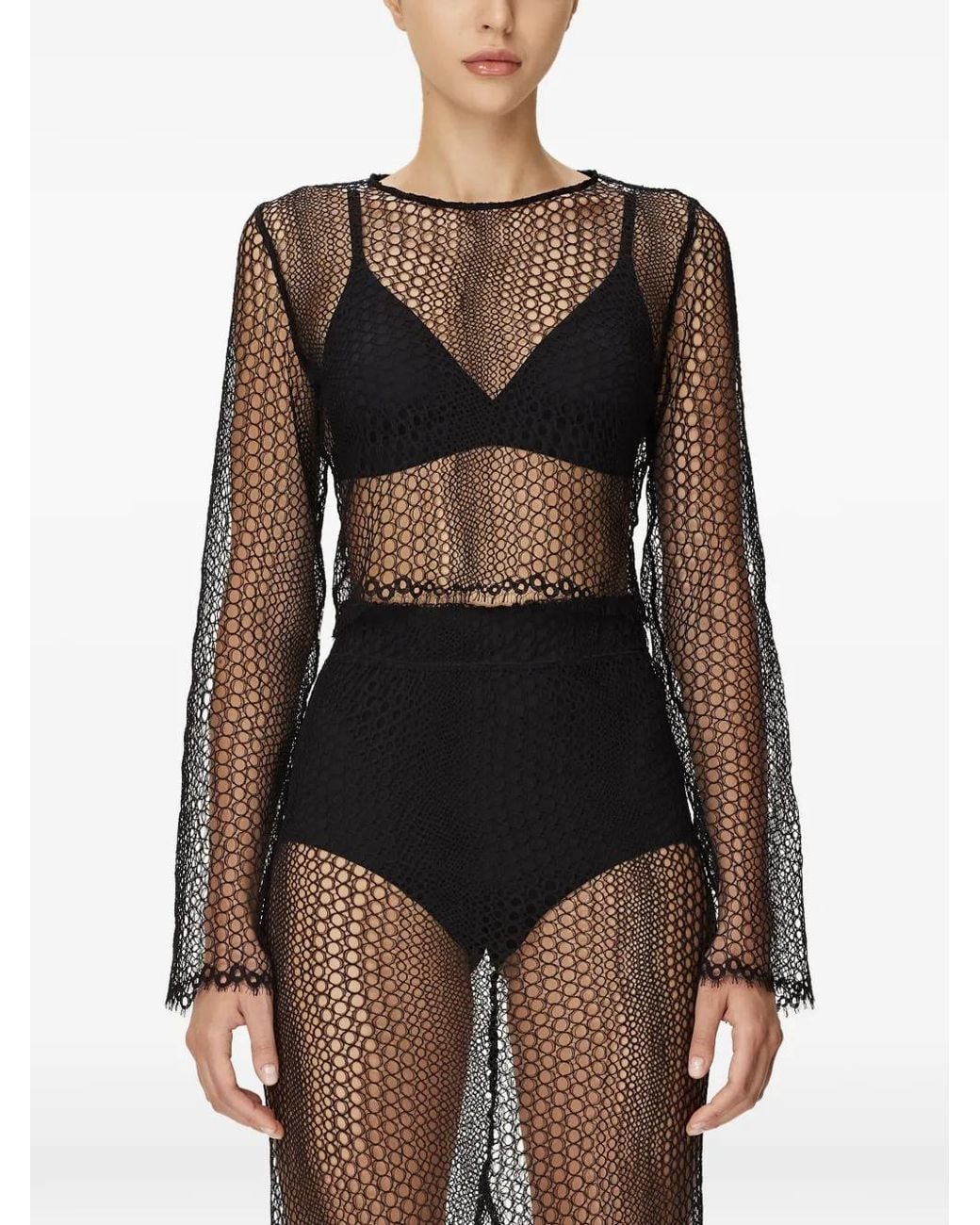Mia Peculiar Black Openwork T-Shirt