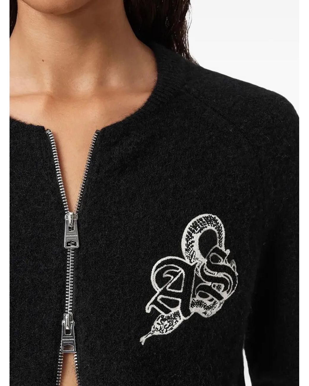AllSaints Black Jaqueline Logo Cardigan