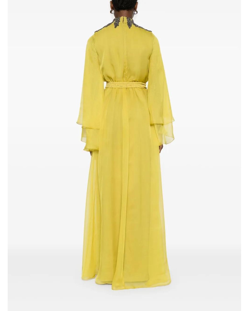 Jean Louis Sabaji Yellow Embellished Maxi Dress