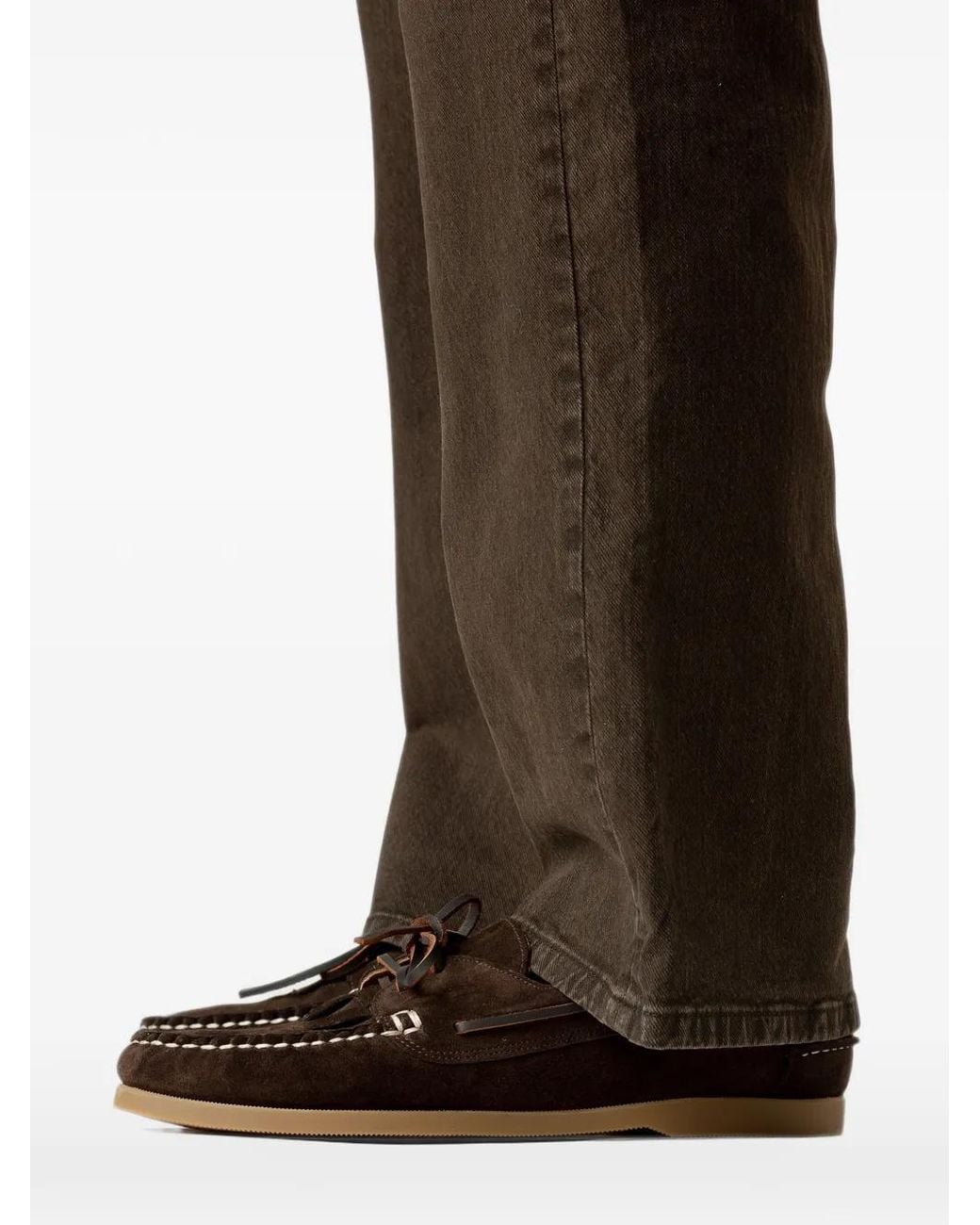Hereu Brown Interwoven Lace-Up Boat Shoes for men