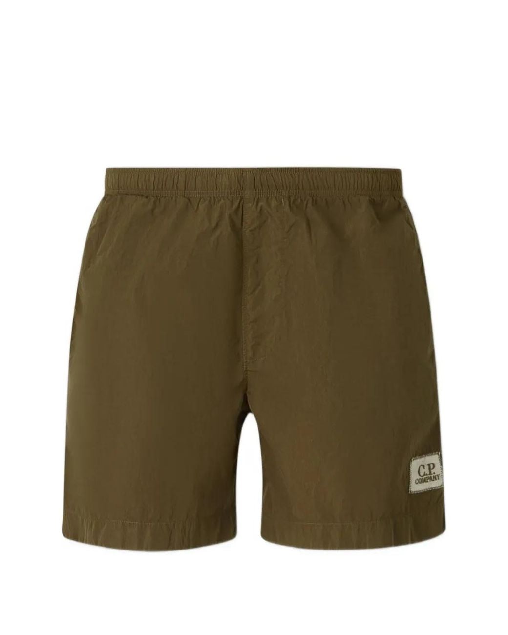 C P Company Green Chrome-R Nylon Swim Shorts With Logo Label for men