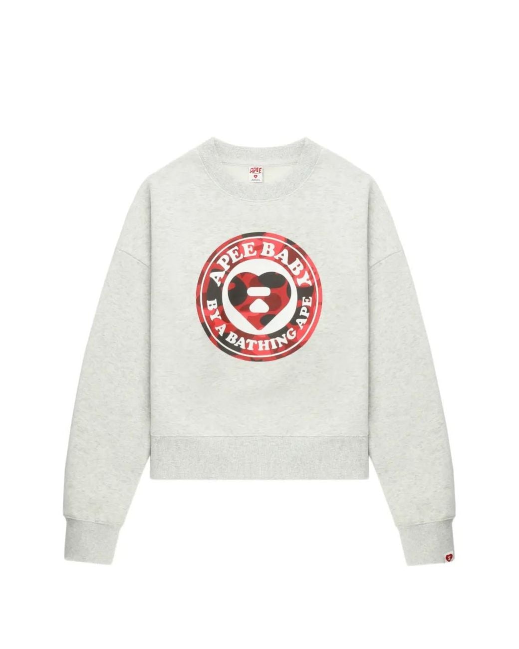 A Bathing Ape White Round Camo Heart-Print Sweatshirt